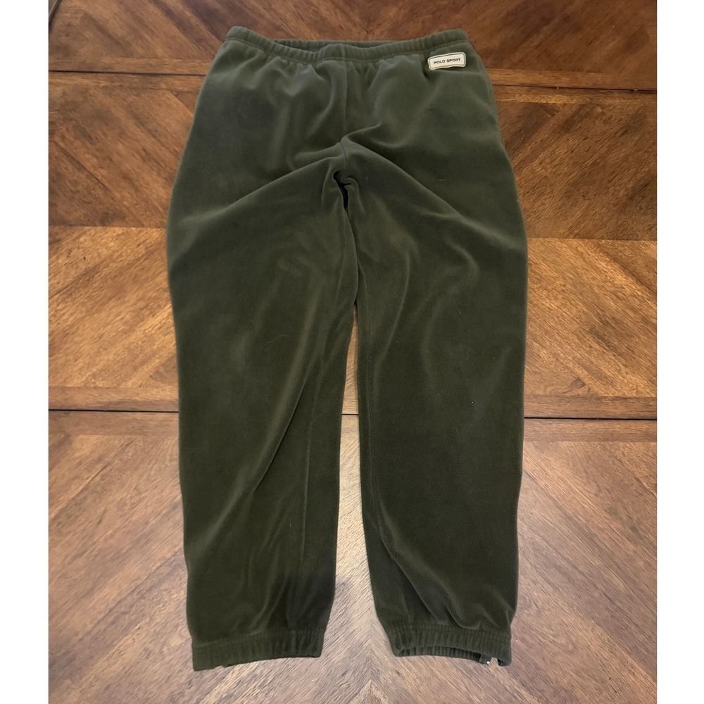 Polo Sport Ralph Lauren Polartec Fleece Pants Green XL Vintage Zipper Cuffs